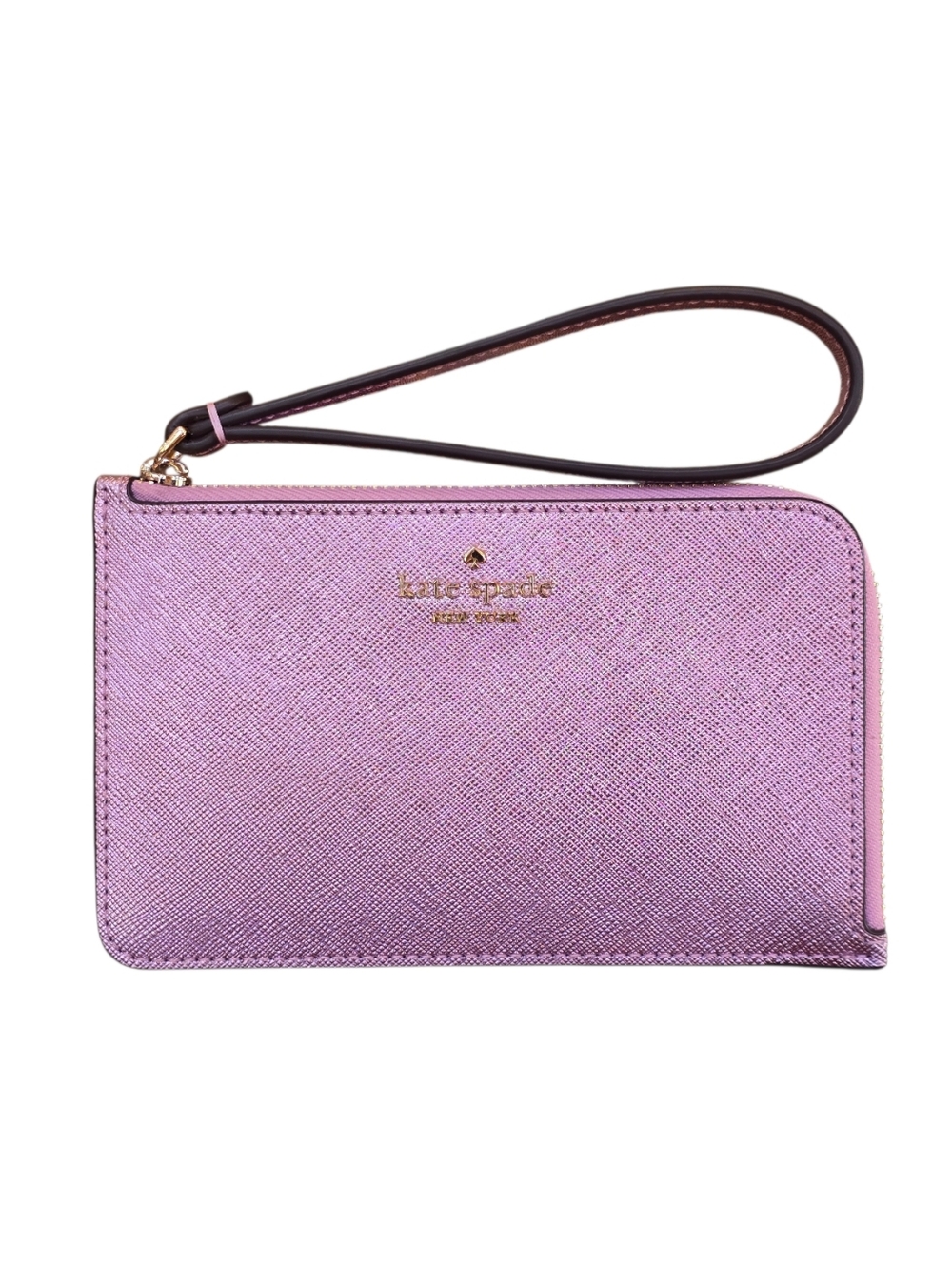 Kate Spade Lucy Metallic Pink Saffiano Leather Wristlet